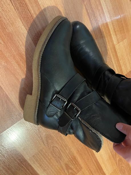 Celokožené clenkové čižmy zateplené s kožušinkou, 40