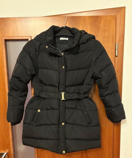 Zimní péřovà bunda s kapucou, mango,152