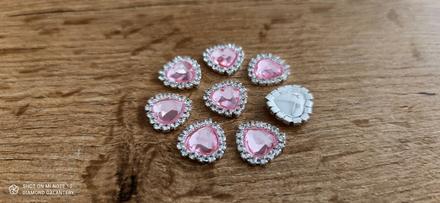 Ozdoba štrasová 16 mm - srdiečko - svetlo ružové, 