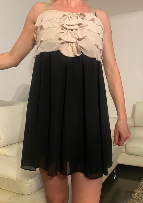 Letné malé čierne šifónové šaty, h&m,36