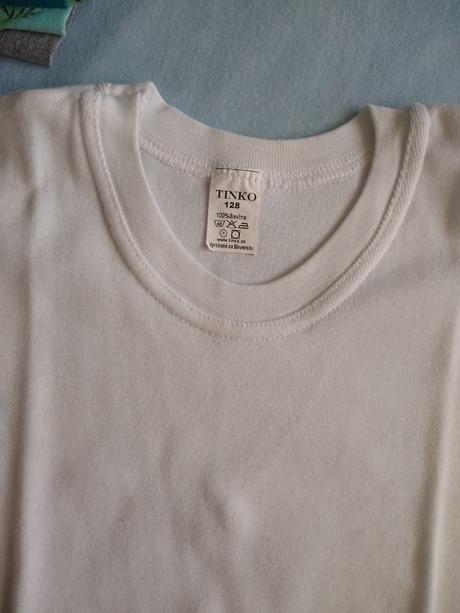 Biele tričko jednofarebné tinko, tinko,128