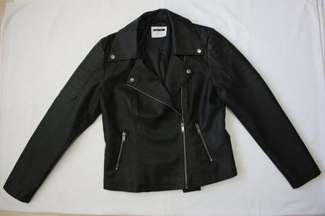 Dámska čierna motorkárska koženková bunda prechodn, l