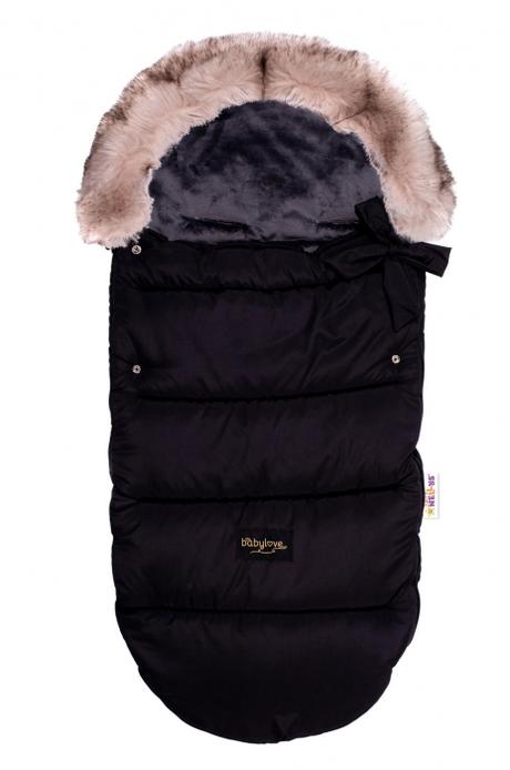 Detský fusak 4 v 1 s kožušinkou a mašličkou,čiern,
