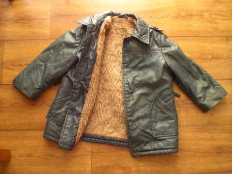 Modrá kožušinková bunda 98, 116