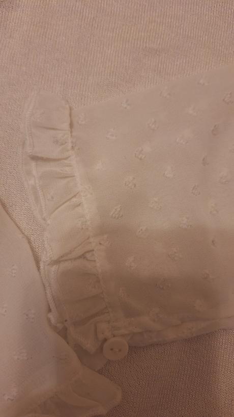 Biely svetrik so saténový rukávmi, h&m,xl