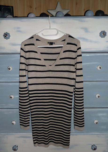 Pásikavý predĺžený pulóver, h&m,xs