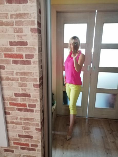 Neónové žlté 3/4 nohavice, veľkosť m, m