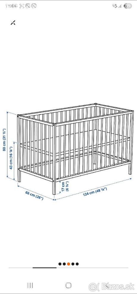 Detská postieľka ikea, šírka (cm): 60,dĺžka (cm): 120