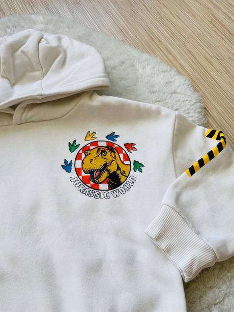 Biela mikina s kapucnou dinosaury, f&f,98