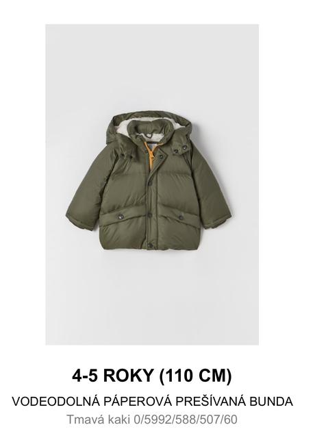 Vodeodolná páperova bunda/kabát 110, zara,110