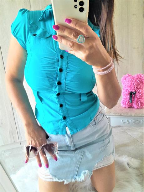 Tyrkysová blúzka-s, s