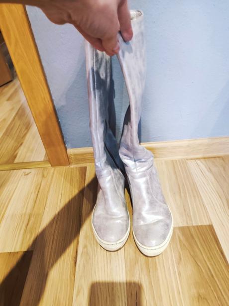 Strieborné čižmy pravá koža, 37