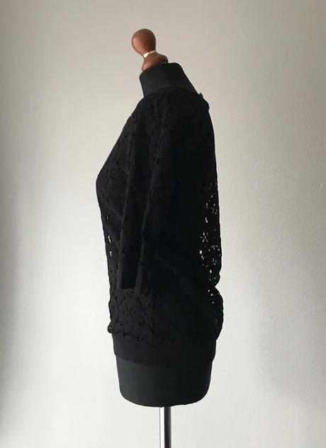 Elegantná čierna čipkovaná blúzka, new look,38