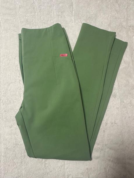 Zelené nohavice so zipsom a vysokým pásom magenta, l / m