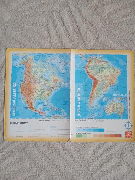 Mapy austrália, južná a severná amerika, 