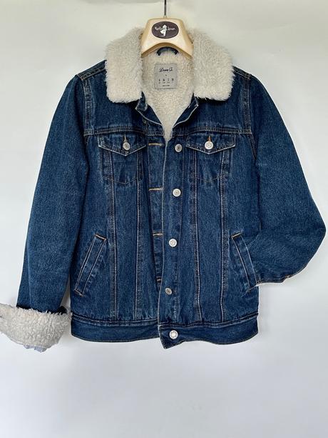 Riflová zateplená bunda, denim co,xs