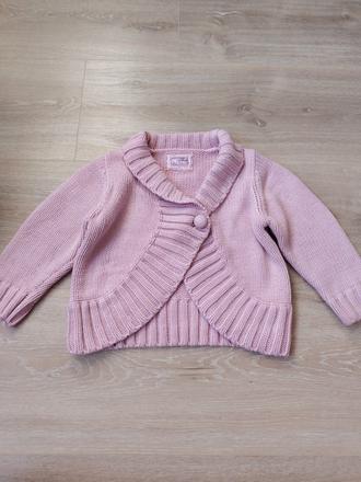 Ružový vlnený svetrik next na 1 gombík, next,92