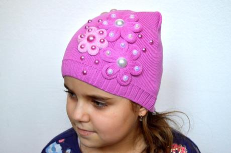 Háčkovaná čiapočka s kvetom, 80 - 158