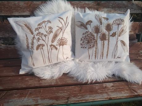 Maľované vankúše v hnedej, 