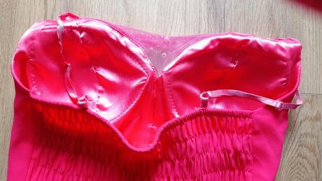 Slávnostné šaty koralové 38, s perličkami top, m