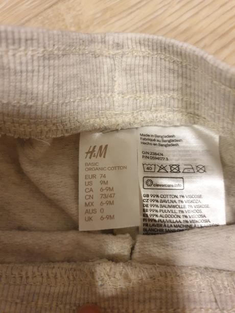 Tepláky, h&m,74