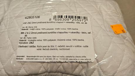 Prechodná bunda + rukavičky, 86
