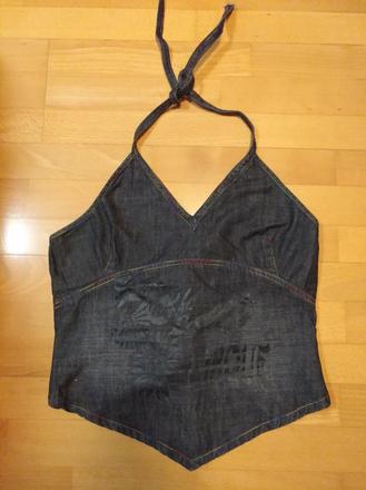 Zaujímavé riflové tričko so šnurovačkou-veľ.m, m