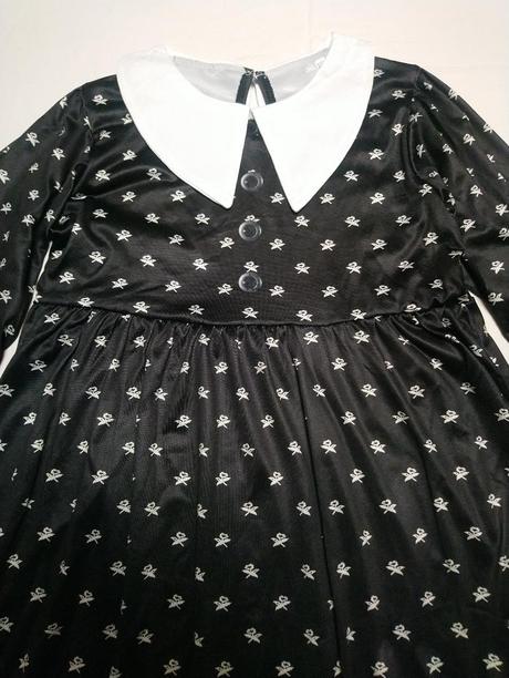 Školáčka wednesday addams, šaty a vlasy, 140-152,