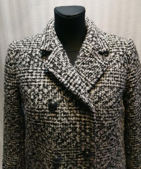 Čierno bielosivý acrylovo vlnený kabát orsay 36/38, orsay,38