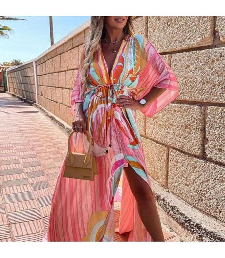 Letne maxi saty beach s vadou,