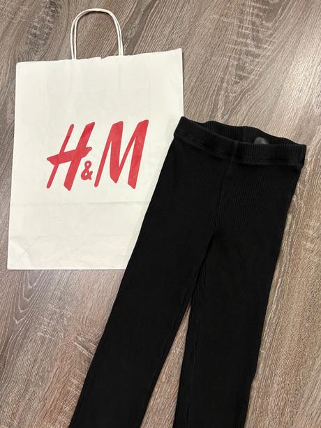 H&m čierne vrubkovane leginy na 9-10 rokov, h&m,140