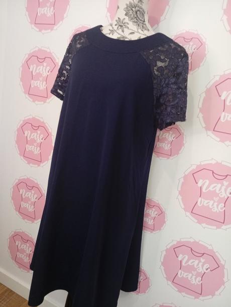 Tmavomodré šaty s čipkou 46/48, 46