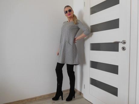 Šaty úpletové jemné kocky, s/m, s