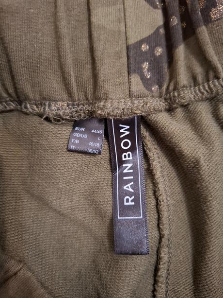 Maskáčové tepláky s flitrami na vreckách 44/46, bonprix,44