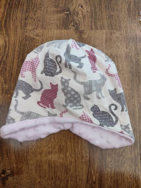 Obojstranná čiapka ušianka mačky, 110 / 116 / 122 / 128
