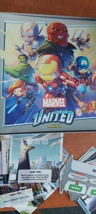 Marvel united spoločenská hra, len rozbalená,