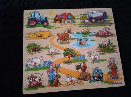 Drevené puzzle farma, 