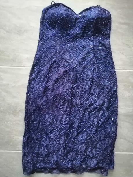 Luxus vyšívané modré šaty petrakocianova, v38-40, 40