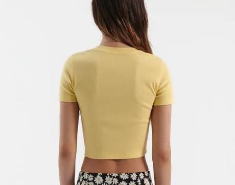 Svetložlté crop top tričko, house,s