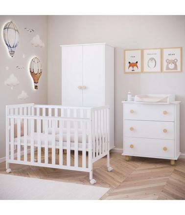 Postieľka bambi 120x60 so spúšťacou stranou, biela, šírka (cm): 60,dĺžka (cm): 120