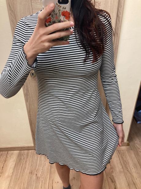 Damske pruhovane rebrovane saty, h&m,s