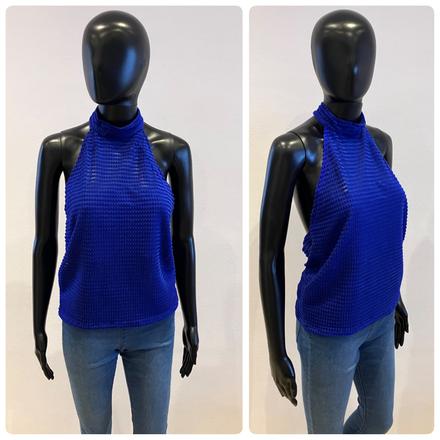 Kráľovskomodrý top okolo krku, m