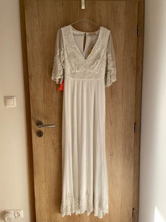 Vintage svadobné koralkove saty, 36