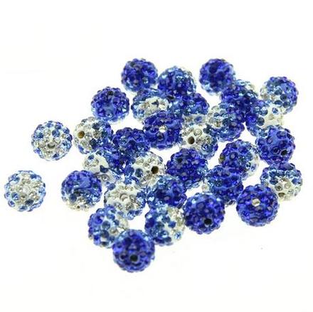 Shamballa korálky melírované modré 10 mm, 