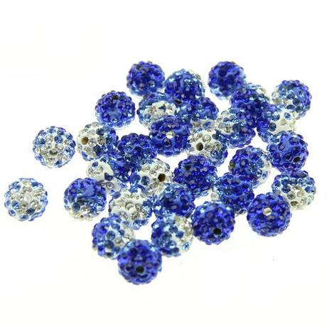 Shamballa korálky melírované modré 10 mm, 