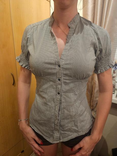 Pásikavá košeľa s krátkym rukávom zara, zara,xs