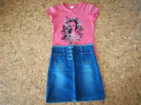 Dievčenské tričko+suknička veľ.128, 128
