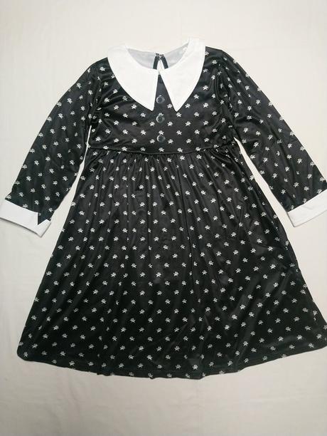 Školáčka wednesday addams, šaty a vlasy, 128-140,