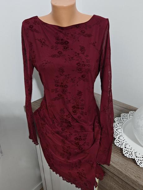 Bordove šaty m/l sadnu, sinsay,l