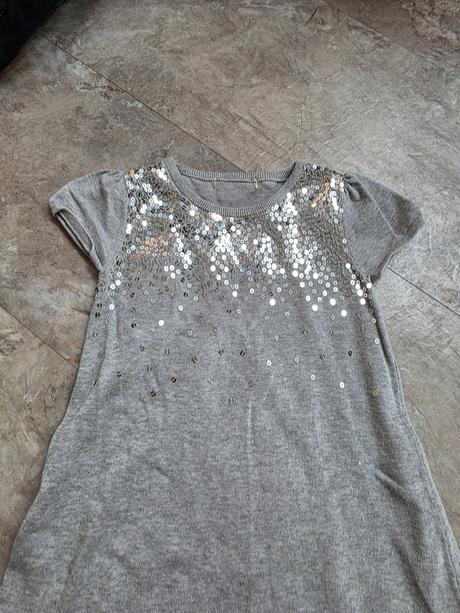 Sivé šaty s kamienkami 116/122, 116